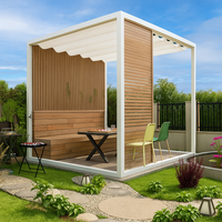 Outdoor Pergola Built for Modern Terraces, Retractable Wave Canopy, Privacy Slats, Marine-Grade Materials