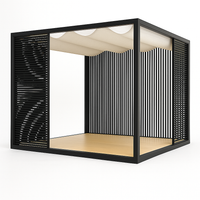 Outdoor Pergola Built for Modern Terraces, Retractable Wave Canopy, Privacy Slats, Marine-Grade Materials