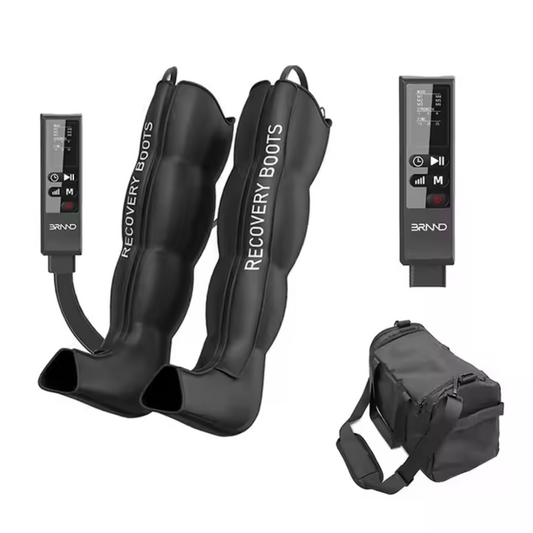 Compression Recovery Boots Designed for Athletic Performance, 6-Chamber Sequential Inflation, 30-220 mmHg