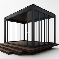 Glass Pavilion Pergola Built for Year-Round Living, Sliding Glass Walls, Insulated Roof, Integrated LED