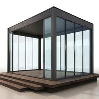 Glass Pavilion Pergola Designed for Year-Round Living, Panoramic Sliding Walls, Insulated Roof, Integrated LED — Studio Shot